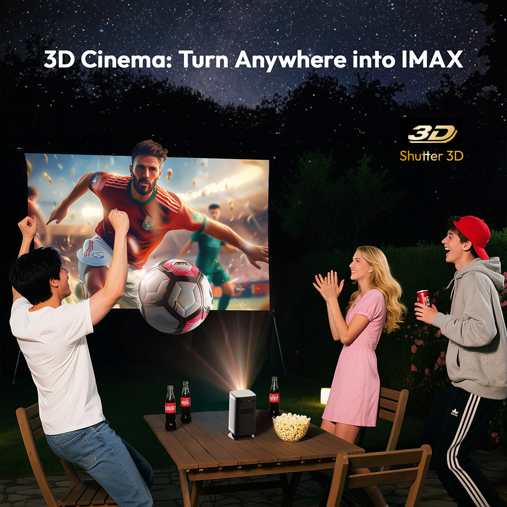 BYINTEK UFO P70X Projector – Full HD, 4K Decode, Android 9, Wi-Fi, Bluetooth, Auto Focus, ~200″ Display