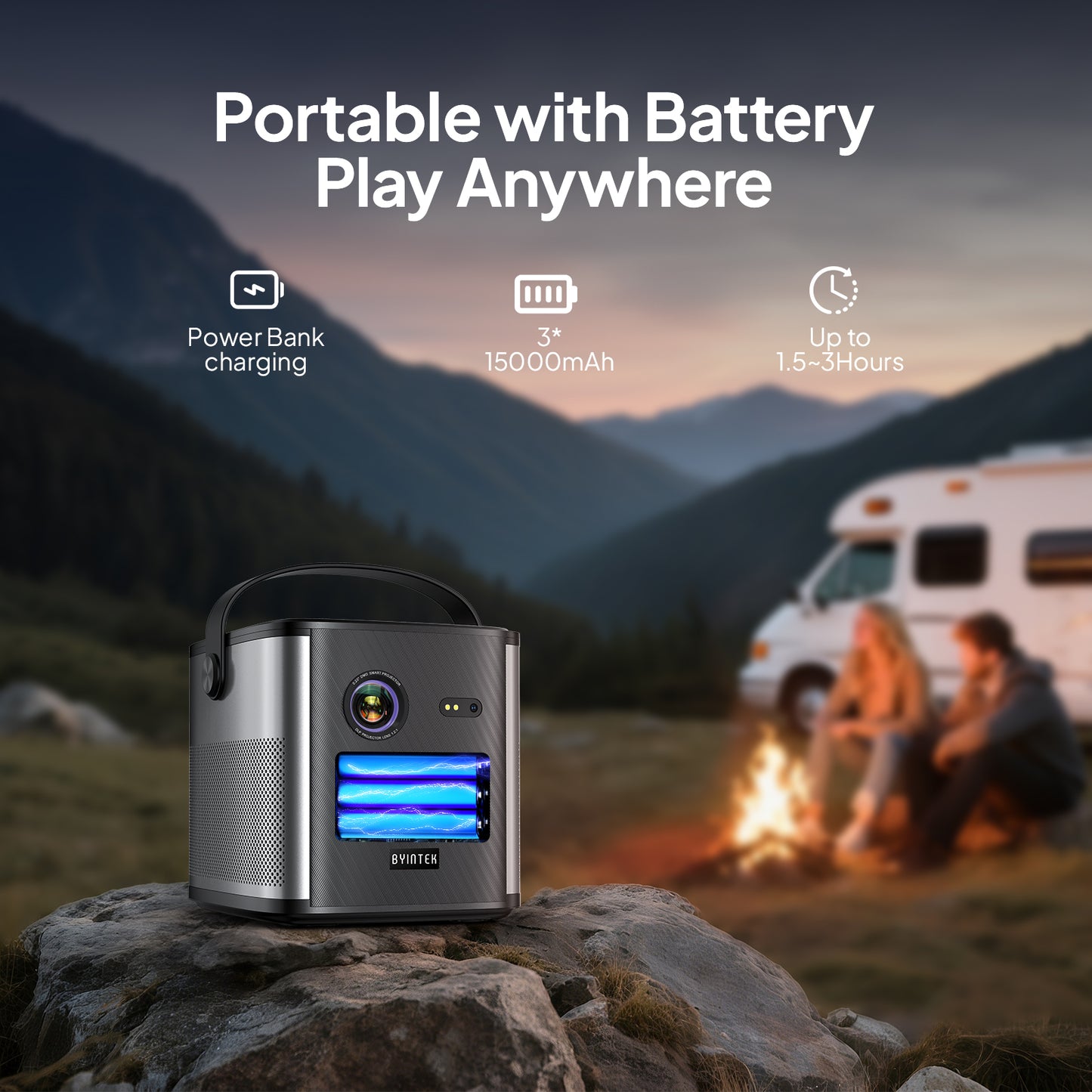 BYINTEK UFO U80 Max Projector – Full HD, 4K Decode, Android 11, Wi-Fi 6, Bluetooth 5.0, 300″ Display