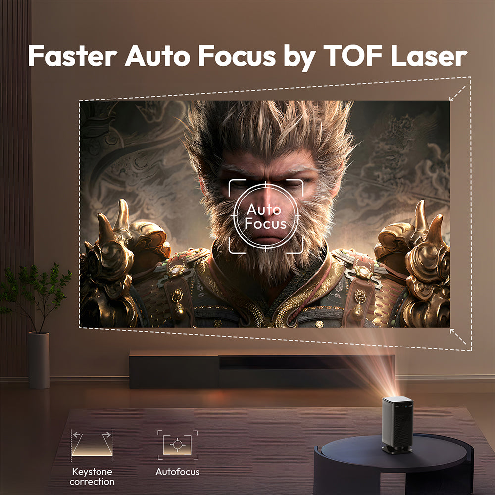 BYINTEK UFO P70X Projector – Full HD, 4K Decode, Android 9, Wi-Fi, Bluetooth, Auto Focus, ~200″ Display